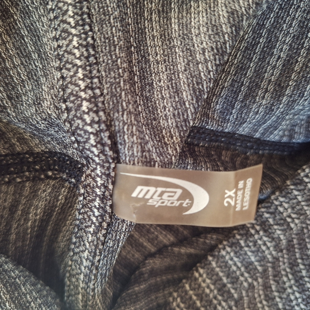 MTA Sport Gray Cowl Neck Hoodie Striped Relaxed Fit Size XXL Very Good Condition - Picture 3 of 3